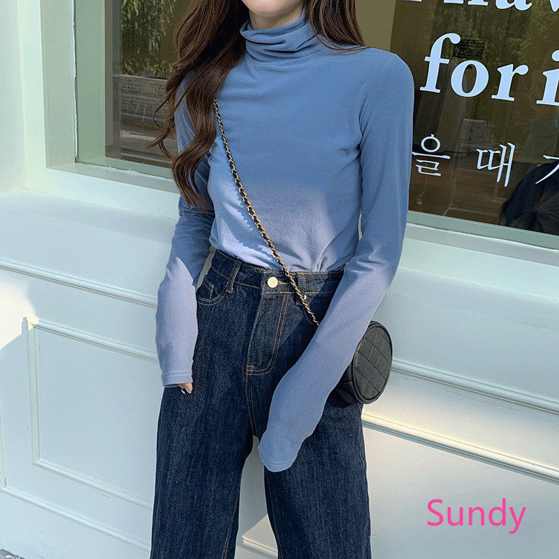Áo cổ cao tay dài thời trang mùa thu cho nữ