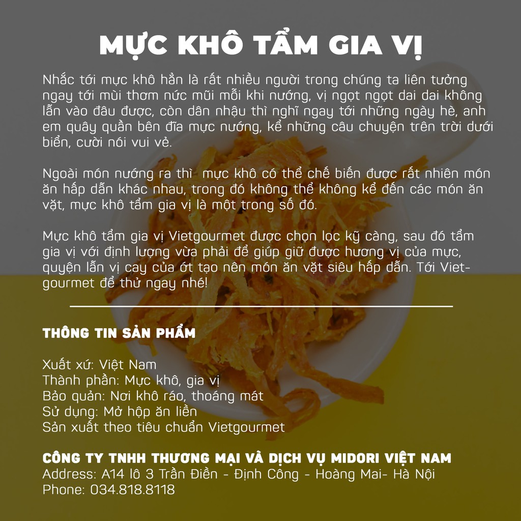 Khô mực tẩm gia vị ăn liền Viegourmet, Khô mực xé sợi thơm dai đặc sản Miền Trung, ăn vặt siêu ngon Hà Nội | BigBuy360 - bigbuy360.vn