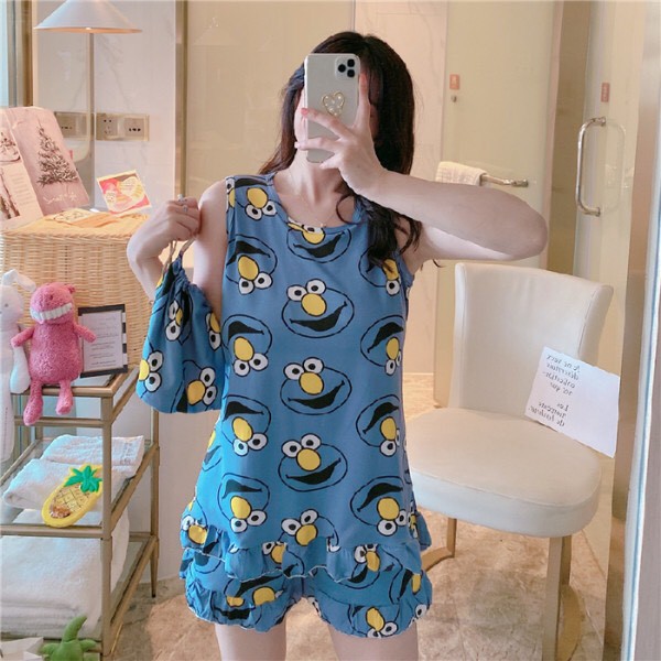 Bộ Đồ Ngủ Nữ Ngắn Tay Mùa Hè Tặng Kèm Túi - Có Miếng Đệm Quần Áo Ngủ Đồ Mặc Nhà BĐN11 | BigBuy360 - bigbuy360.vn