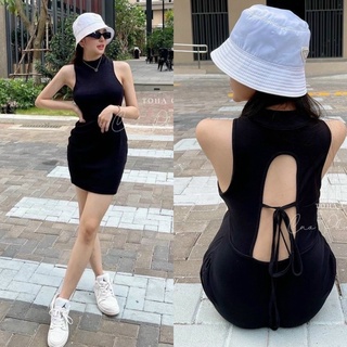 Đầm body hở nơ lưng