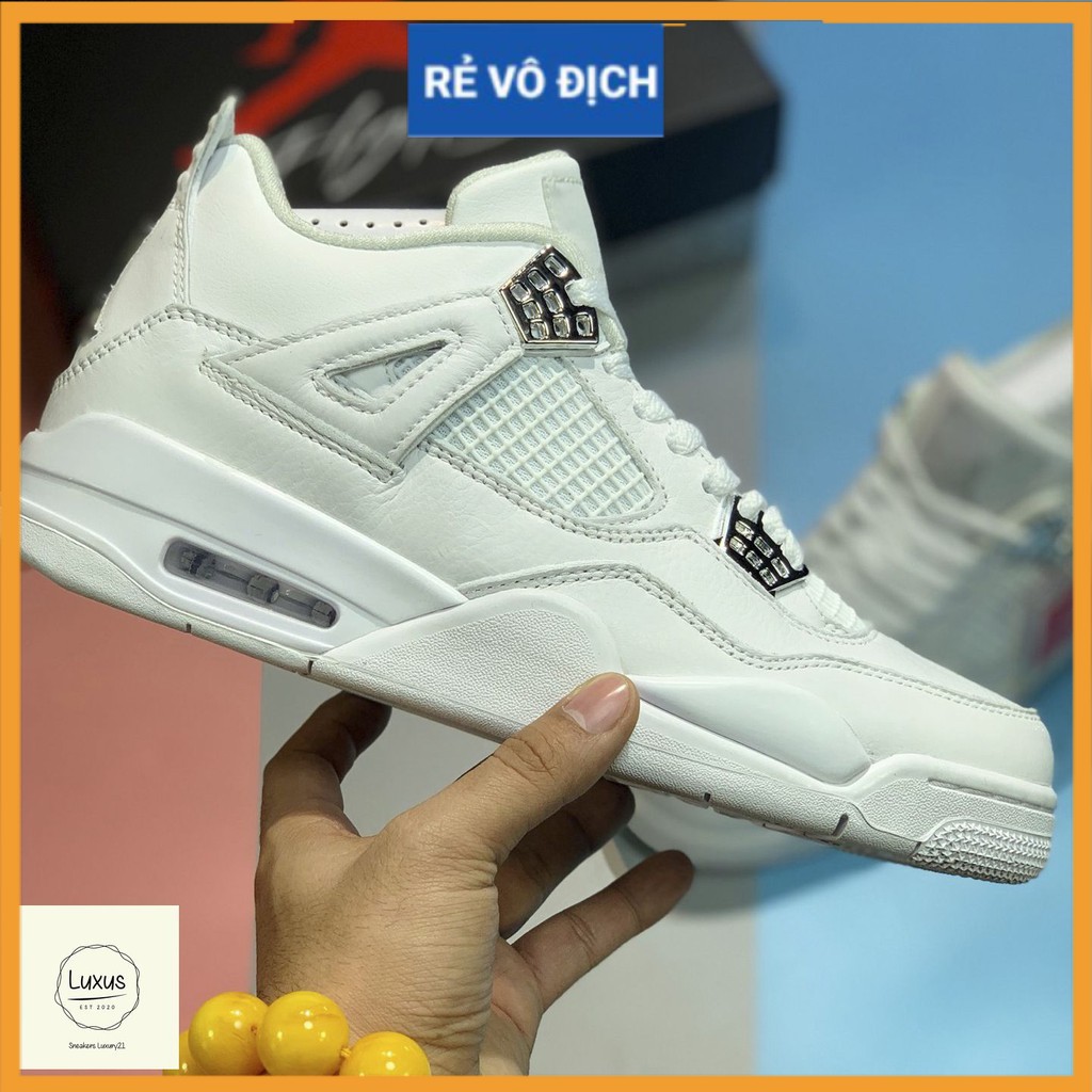 (FREESHIP+QUÀ) Giày thể thao sneaker nam nữ AIR JORDAN 4 Retro Pure money full trắng