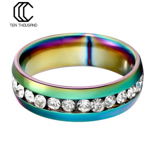 Nhẫn thép Titan dát hàng đá thời trang cho cặp đôi