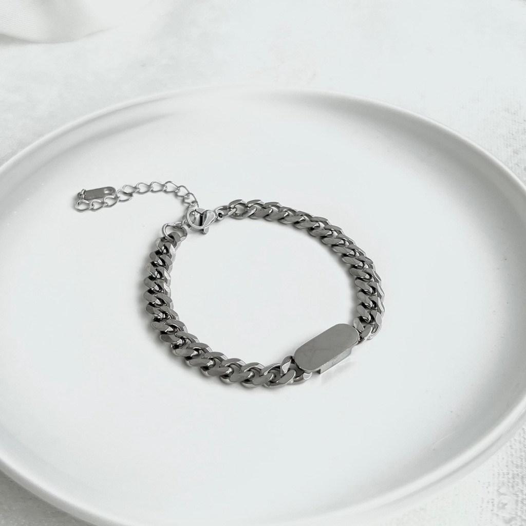 Vòng tay dây xích mặt trơn dạng nhỏ unisex B022 Choker Club