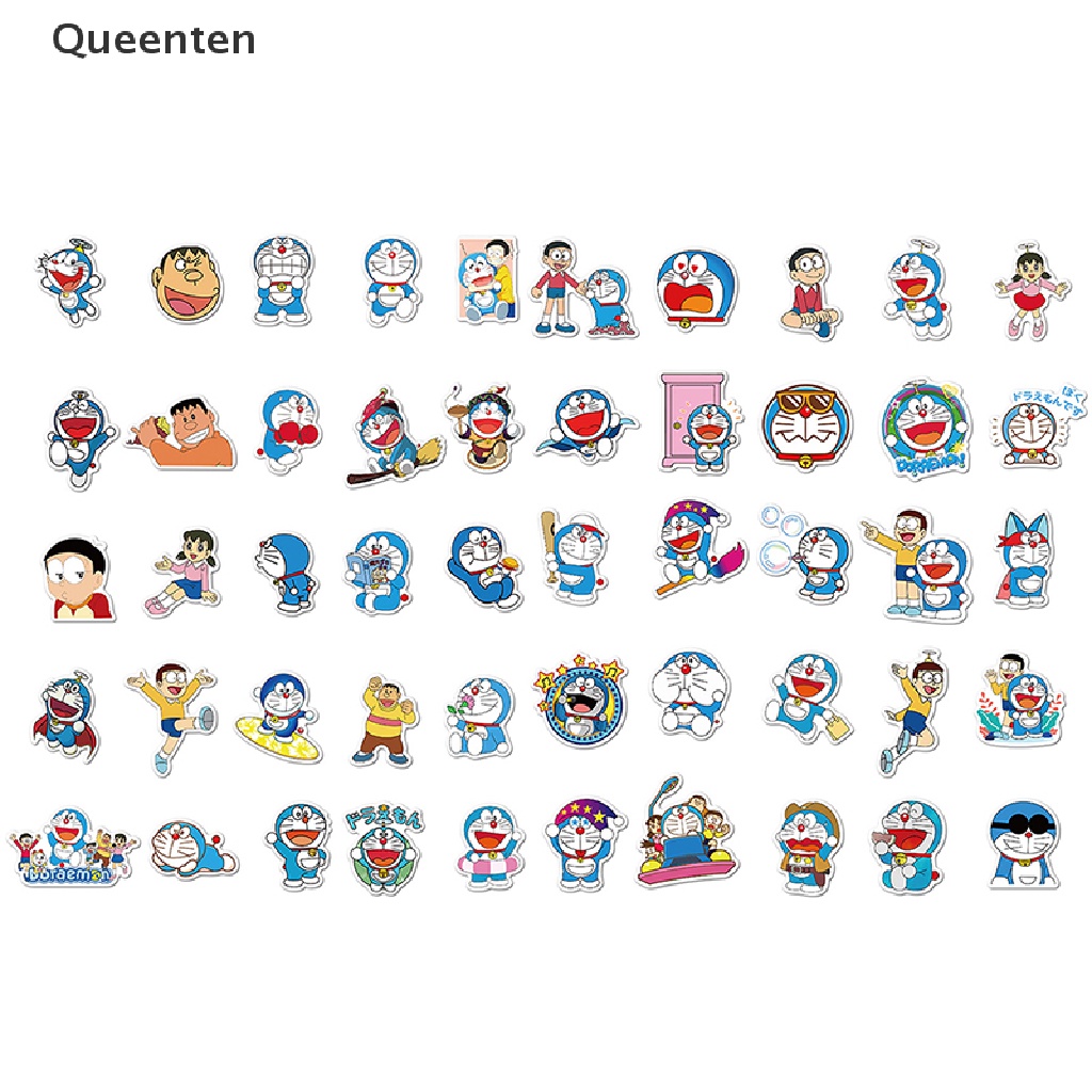 Bộ 50 Miếng Dán Hình Doraemon Trang Trí Xe Hơi / Laptop / Vali / Ván Trượt / Xe