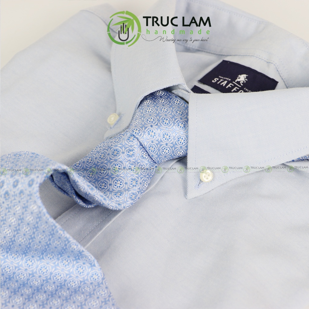 Cà Vạt Lụa 8cm Cho Nam Cao Cấp Họa Tiết Sang Trọng Hoa Vuông MS13 - Trúc Lâm Handmade