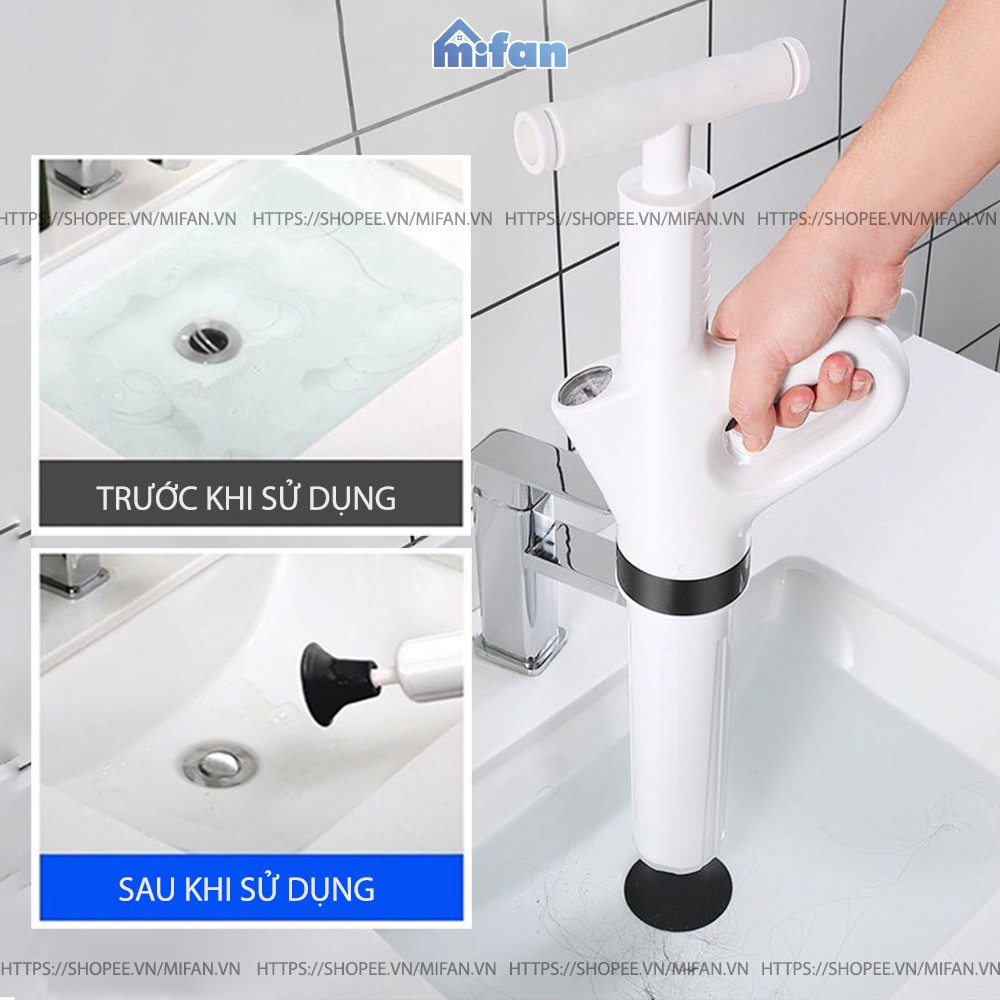 Súng Thông Tắc Bồn Cầu, Chậu Rửa Bát, Bồn Tắm - Mẫu Mới 2021 MIFAN - Khí Nén AGT Cực Mạnh 8kg - Nhựa ABS Cao Cấp