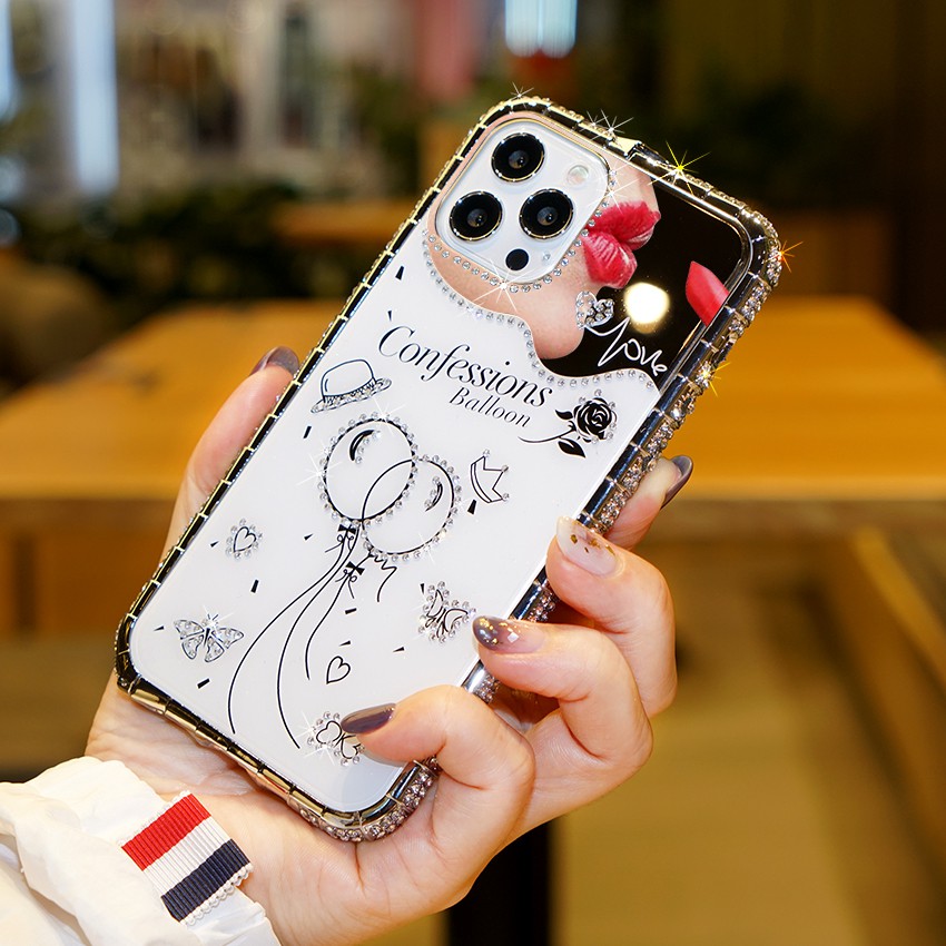 Ốp Điện Thoại Đính Đá Lấp Lánh Cho iphone 11 12 13 pro max 12 mini x xr xs max 7 8 plus