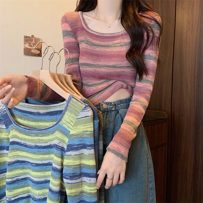 Áo sweater SUXI dệt kim tay dài dáng ôm dễ phối đồ thời trang mùa thu cho nữ