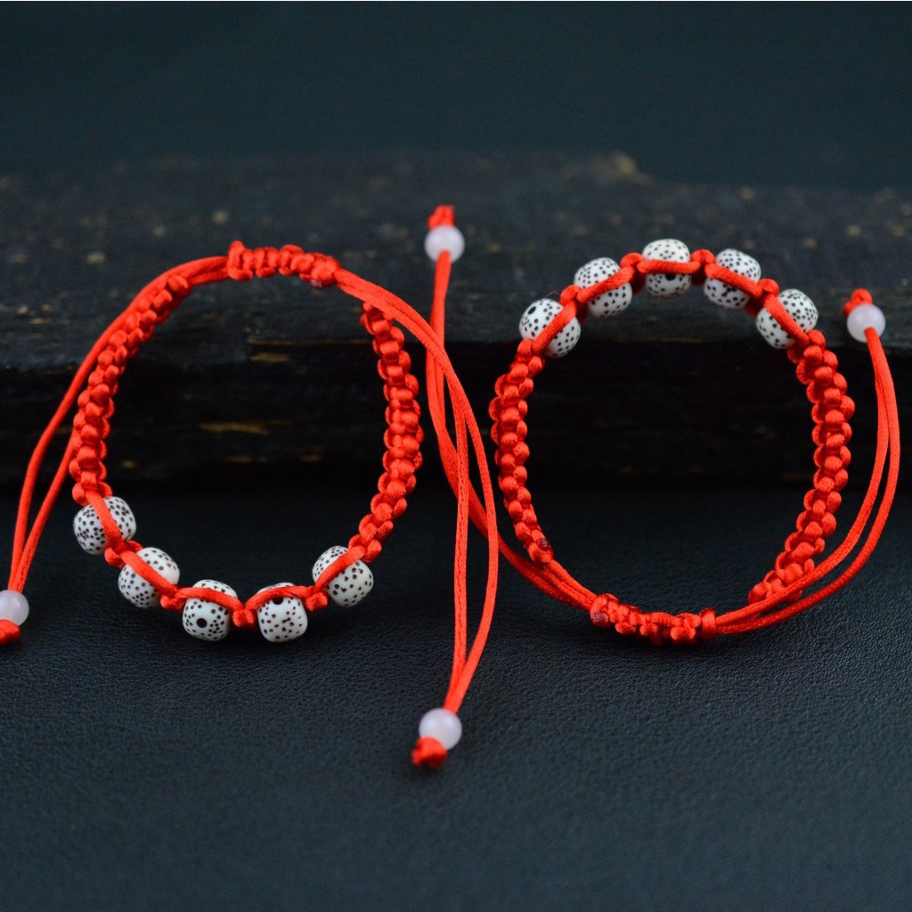 Vòng chỉ đỏ tết hạt bồ đề phong cách phật giáo CD71
