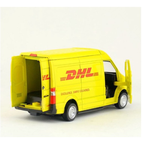 Mô hình tĩnh xe DHL Mercedes-Benz Sprinter 1:36 kim loại ô tô tải vận chuyển đồ chơi trẻ em oto mini vỏ sắt trưng bày