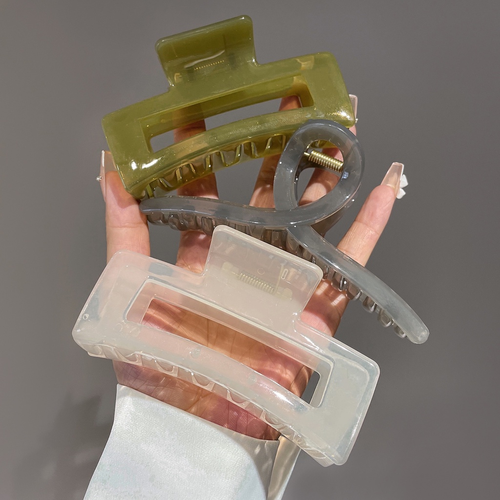 Kẹp Tóc Hình Vuông Cỡ Lớn Màu Trơn Thời Trang Cho Nữ