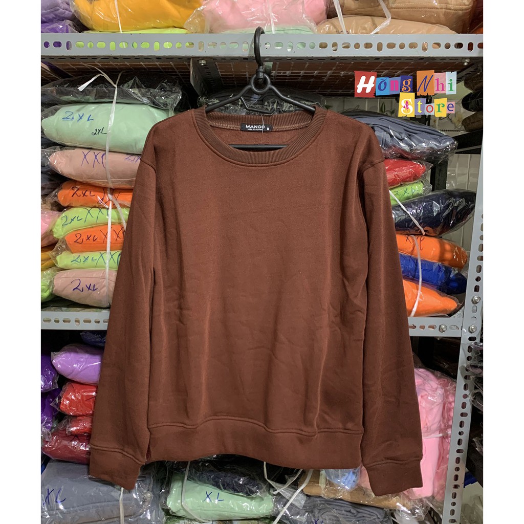 ÁO SWEATER TRƠN CHẤT NỈ LÓT BÔNG MÀU NÂU - SWEATER UNISEX - MM | BigBuy360 - bigbuy360.vn