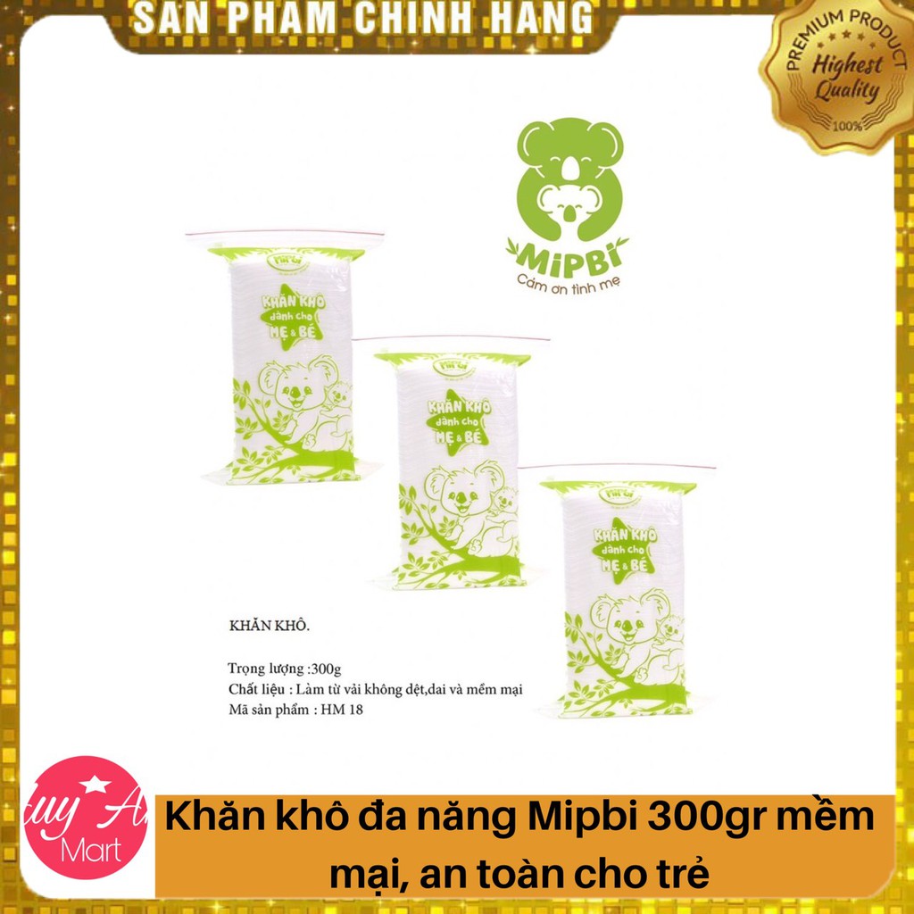 Khăn khô đa năng Mipbi 300gr LÀM TỪ VẢI KHÔNG DỆT,AN TOÀN CHO TRẺ