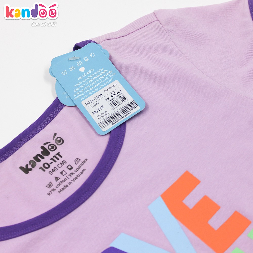 Áo T-shirt bé gái KANDOO, in hình đáng yêu thoải mái hoạt động, 100% cotton cao cấp mềm mịn, thoáng mát- DG16TS06