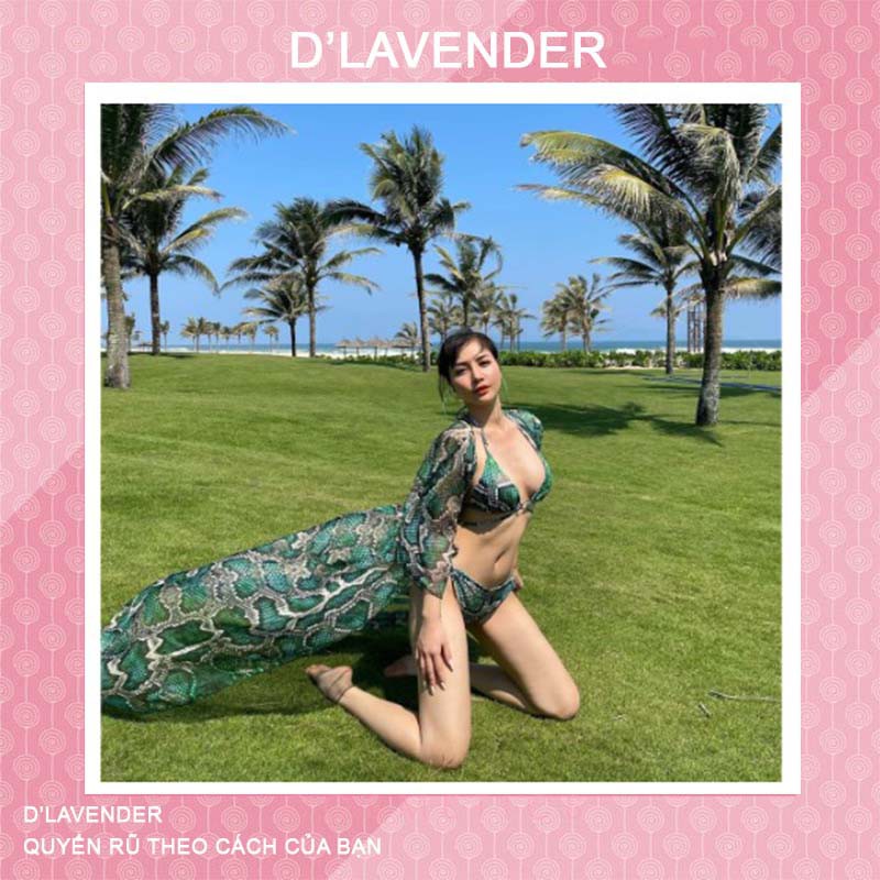Bikini, Đồ Bơi Đi Biển 2 Mảnh Set 3 Món Tam Giác Secxy D'LAVENDER BKN 21