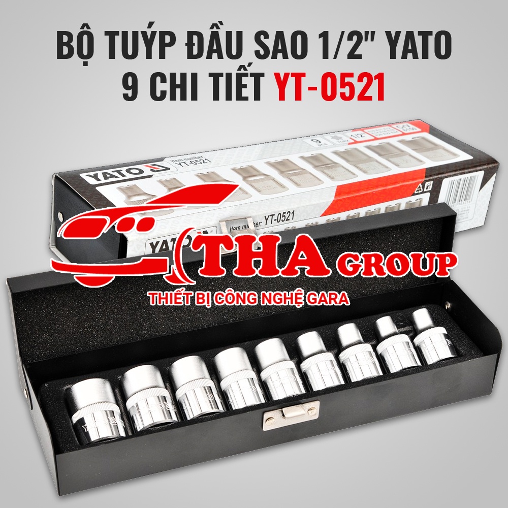 BỘ TUÝP ĐẦU SAO 1/2'' YATO 9 CHI TIẾT YT-0521