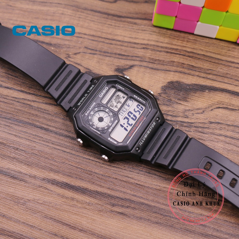 [Mã FARSBR243 giảm 15% đơn 249K] Đồng hồ Nam Casio WorldTime AE-1200WH-1AVDF dây nhựa