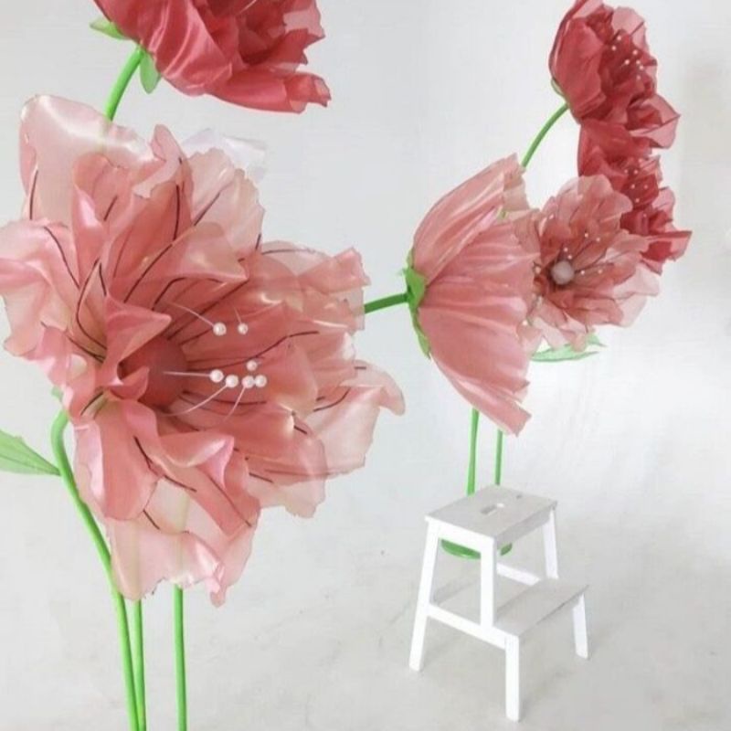 Vải voan kính, kiếng mỹ, tơ nhũ, xốp phồng làm hoa, background sinh nhật, phông nền