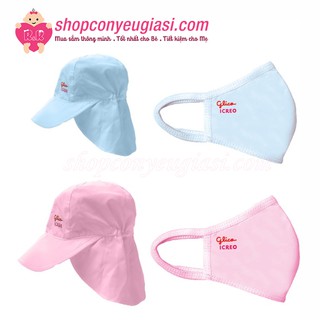 Set Mũ Che Gáy Và Khẩu Trang Trẻ Em, Chống Tia UV - Cho Bé Từ 1-3 Tuổi