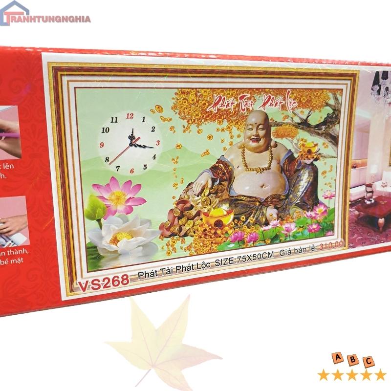 Tranh đính đá phật di lạc 75cm x 50cm