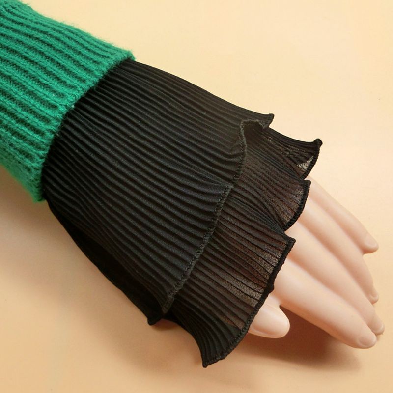 San * Găng Tay Giả Xếp Nếp Xếp Nếp Màu Trơn Có Thể Tháo Rời Phong Cách Nhật Bản Cho Nữ W