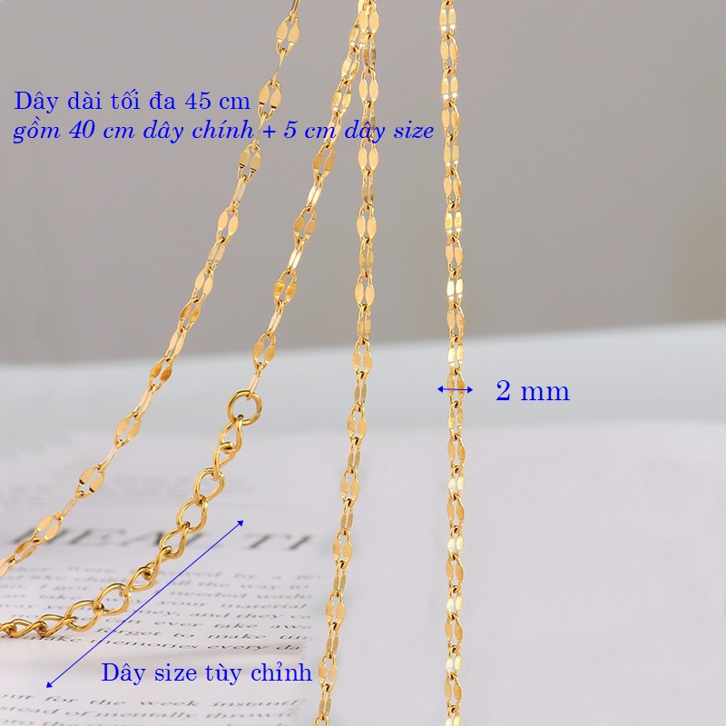Dây chuyền titan nữ không mặt dây mắt xích dẹp thời trang sáng màu lấp lánh