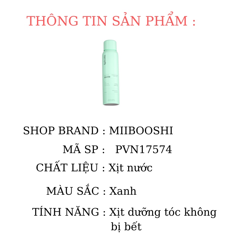 Dầu gội khô tóc dạng xịt giúp làm sạch tạo phồng tóc tự nhiên không bết tóc MiibooShi PVN17574