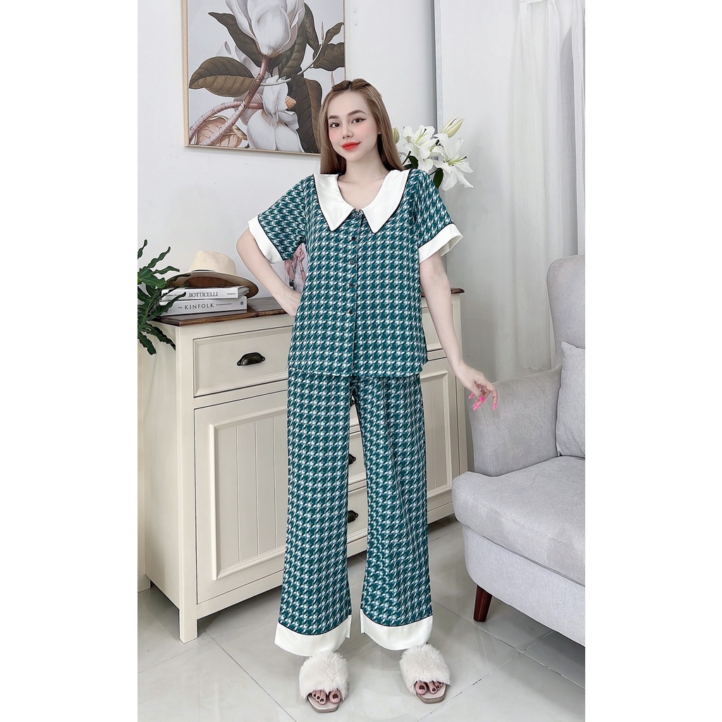 Bộ pijama dài tay ngắn lụa cao cấp