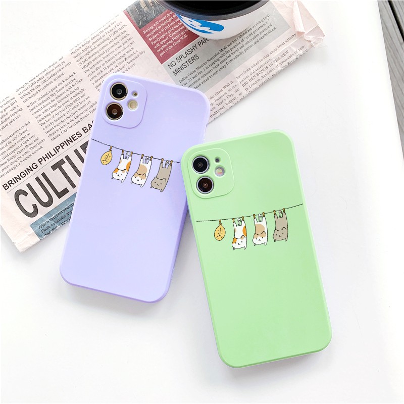 Ốp lưng iphone Phơi Mèo cạnh vuông 6/6plus/6s/6splus/7/7plus/8/8plus/x/xr/xs/11/12/13/pro/max/plus/promax