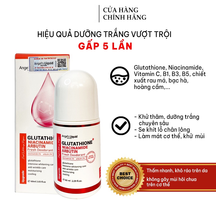 Lăn nách Angel's Liquid Glutathione plus khử mùi,giảm thâm 60ml