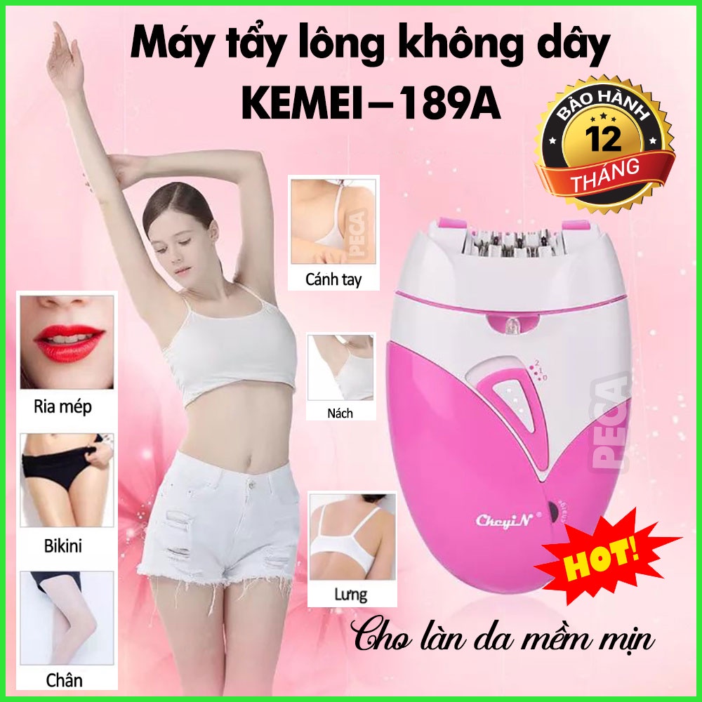 Máy cạo nhổ lông chuyên dụng Kemei KM-189A sử dụng toàn thân an toàn cho da, Bảo hành 12 tháng