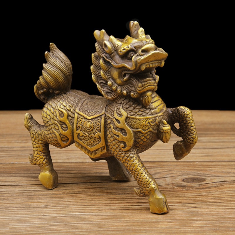 Cặp Kỳ Lân Chiêu Tài Lộc, Hút Vượng Khí Bằng Đồng Đúc Nguyên Khối (01 Cặp 02 Con, 1800 GRAM)