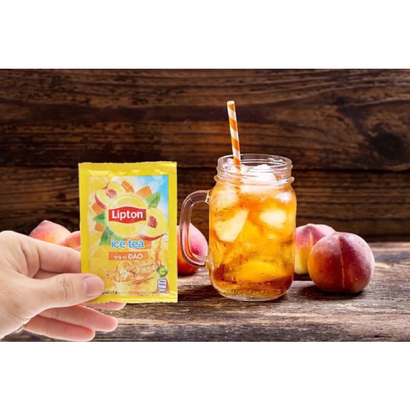 [ Mua nhiều hỗ trợ giảm giá] Trà Lipton Ice Tea vị Chanh và vị đào hộp 224g 16 gói chua ngọt đã khát