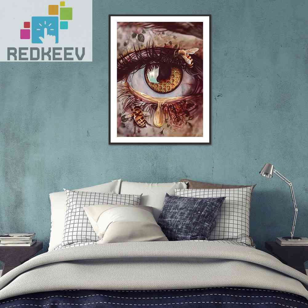 Bộ Tranh Đính Đá 5D Toàn Diện Họa Tiết Đôi Mắt Trừu Tượng Độc Đáo DIY