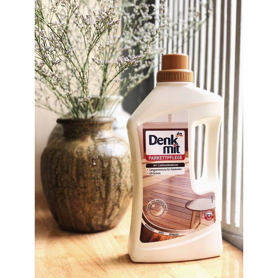Nước lau sàn nhà gỗ Denkmit 1L chuyên dụng - chai dung dịch bảo vệ sàn nhà nhập Đức