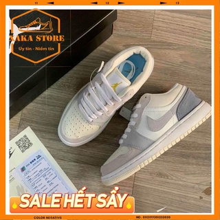 Giày Air Jordan 1 Low, Giày thể thao JD1 xám xanh thấp cổ nam nữ full box bill