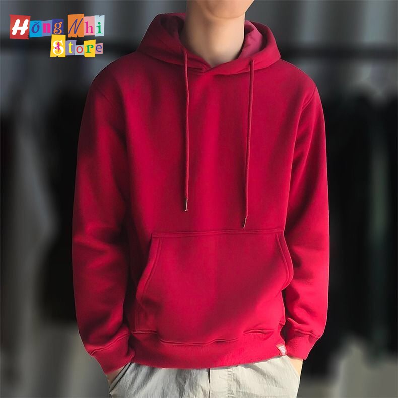 Áo Khoác Hoodie Trơn Ulzzang Unisex Màu Đỏ Đô Chất Nỉ Bông Cao Cấp Dáng Rộng Nam Nữ - MM