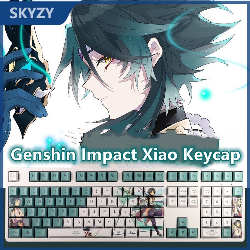 Genshin Impact Keycap Cherry Profile Xiao Theme Keycap Anime Online Game PBT Thuốc nhuộm thăng hoa Bàn phím cơ Keycap 108 Phím