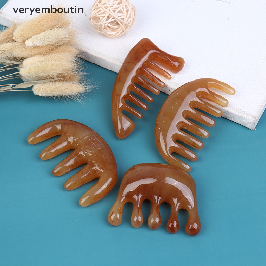 [Hàng mới về] Lược sừng trâu tự nhiên có răng rộng massage công cụ chăm sóc tóc bỏ túi