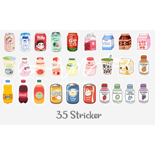 Bộ 35 Nhãn Dán Sticker Hộp sữa, Lon nước ngọt