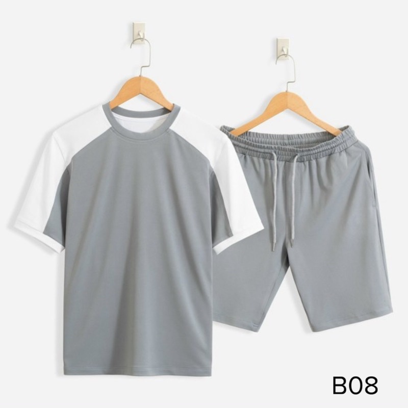 Bộ thể thao nam phối tay chất cá sấu polo mặc thoáng mát