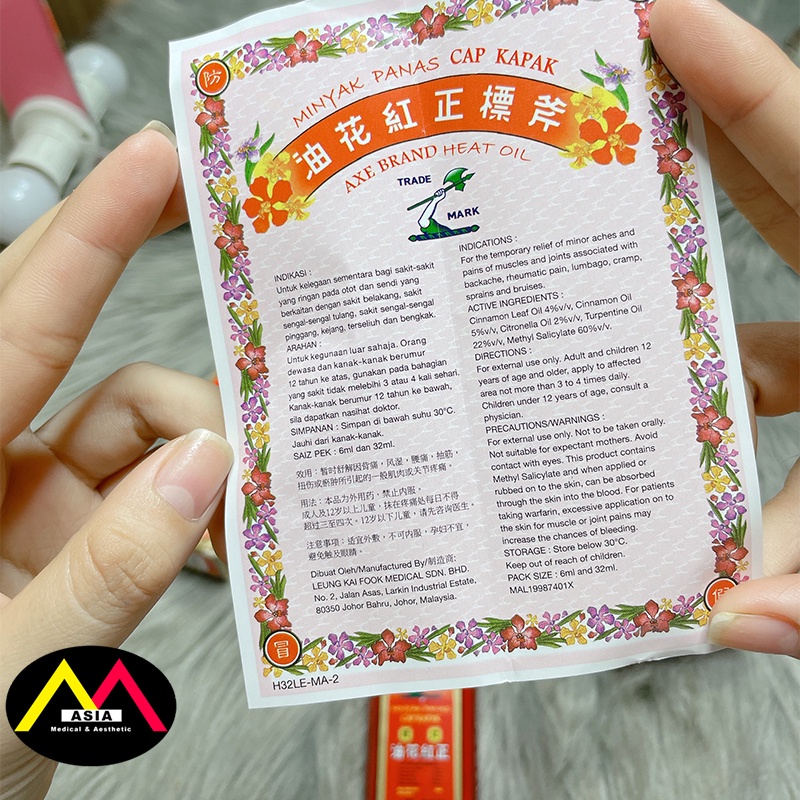 Dầu nóng Hồng Hoa hiệu cây búa , dầu gió giảm đau cơ lưng thấp khớp chuột rút bong gân bầm tím massage singapore 32ml