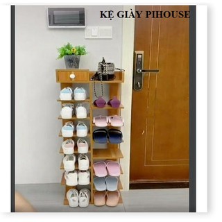 Kệ giày cây PIHOUSE 7 tầng kết hợp xương rồng có chỗ đẻ túi xách tiện lợi 120x40x20 cm