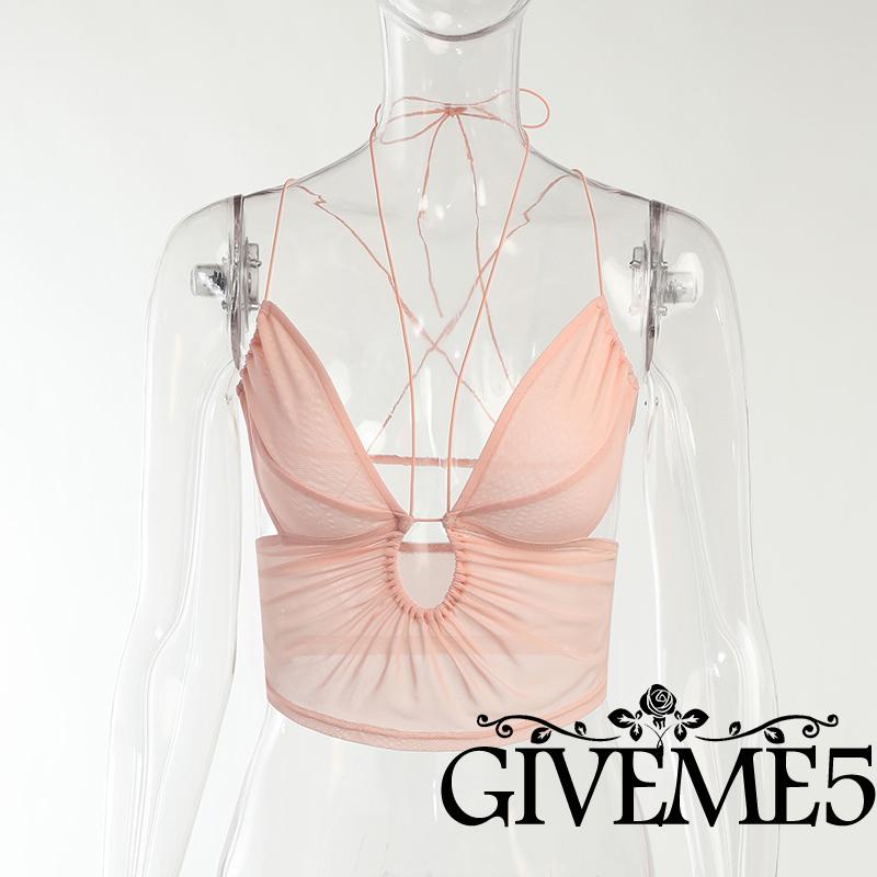 Áo Croptop Hai Dây Ôm Sát Màu Trơn Hở Lưng Cho Nữ