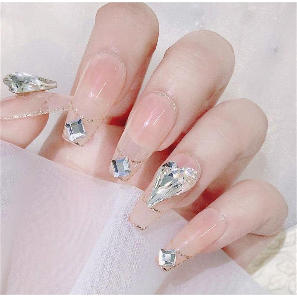 Móng Tay Giả Hình Trái Tim Dễ Thương|Set 10 / 10 Phụ Kiện Trang Trí Móng Tay Hình Trái Tim Nhiều Màu Sắc|Ab