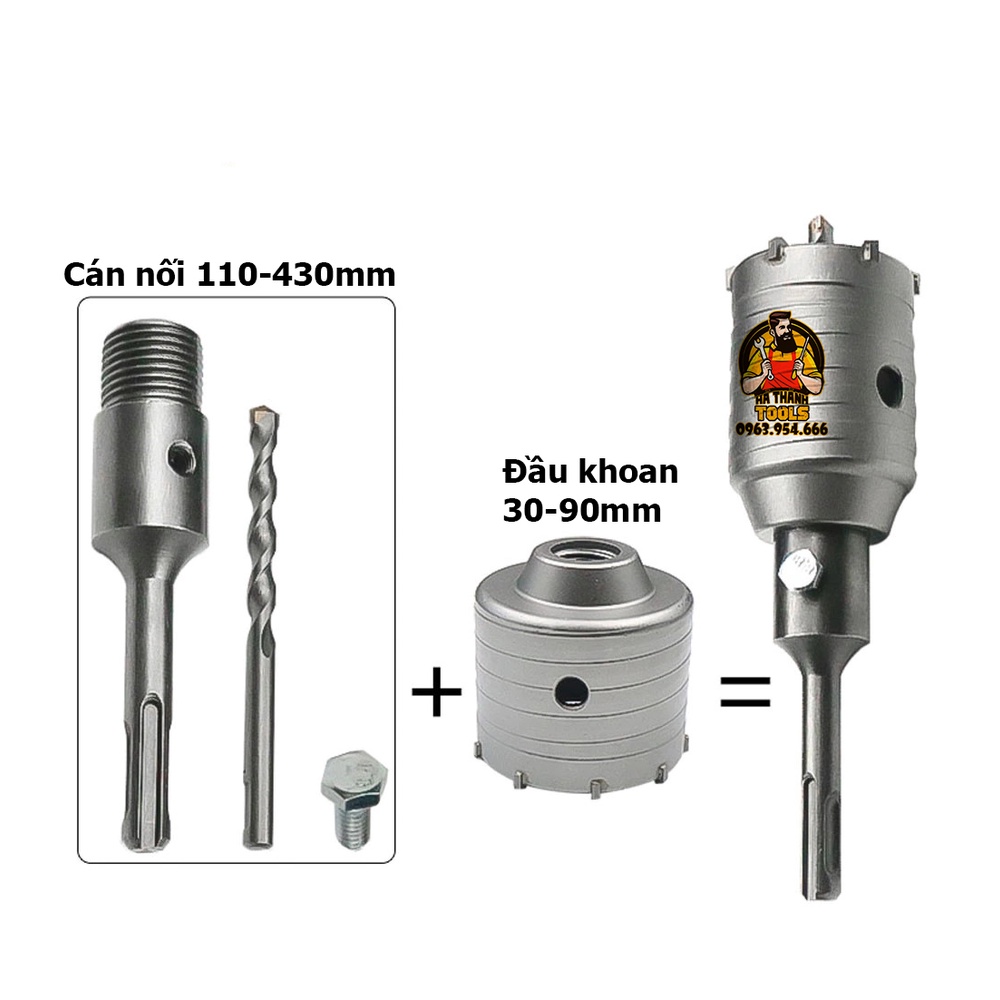 Mũi Khoan Rút Lõi Bê Tông Khoét Lỗ Tường Gạch Lắp Máy Điều Hòa 30-90mm