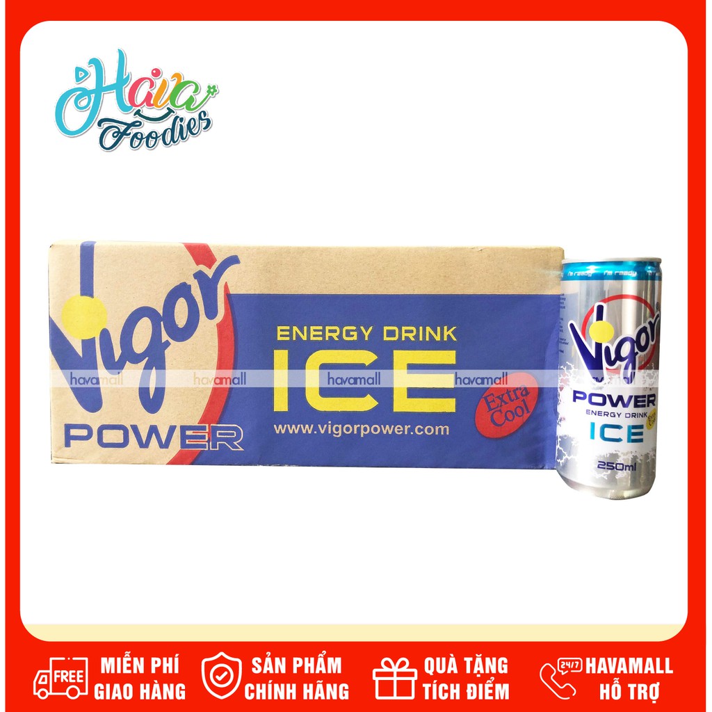 Thùng 24 Lon Nước Tăng Lực Vigor 250ml
