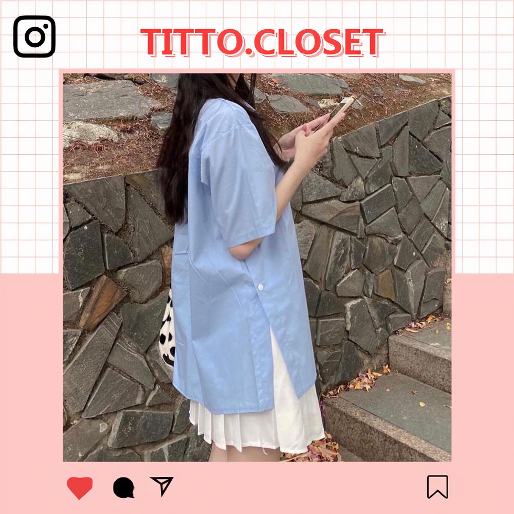 Áo Sơ Mi Ngắn Tay Xẻ Tà - Ảnh Thật - Titto Closet