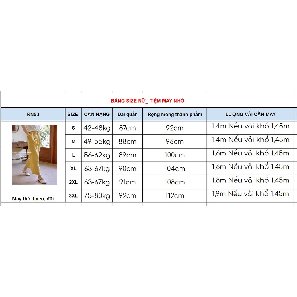 RN50_Rập giấy may quần suông nữ