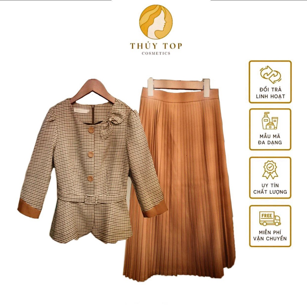 Set Váy Nữ Áo Kẻ Chân Váy Sang Xịn Mịn Ảnh Thât 100% Đi Chơi Đi Làm Đều Xinh